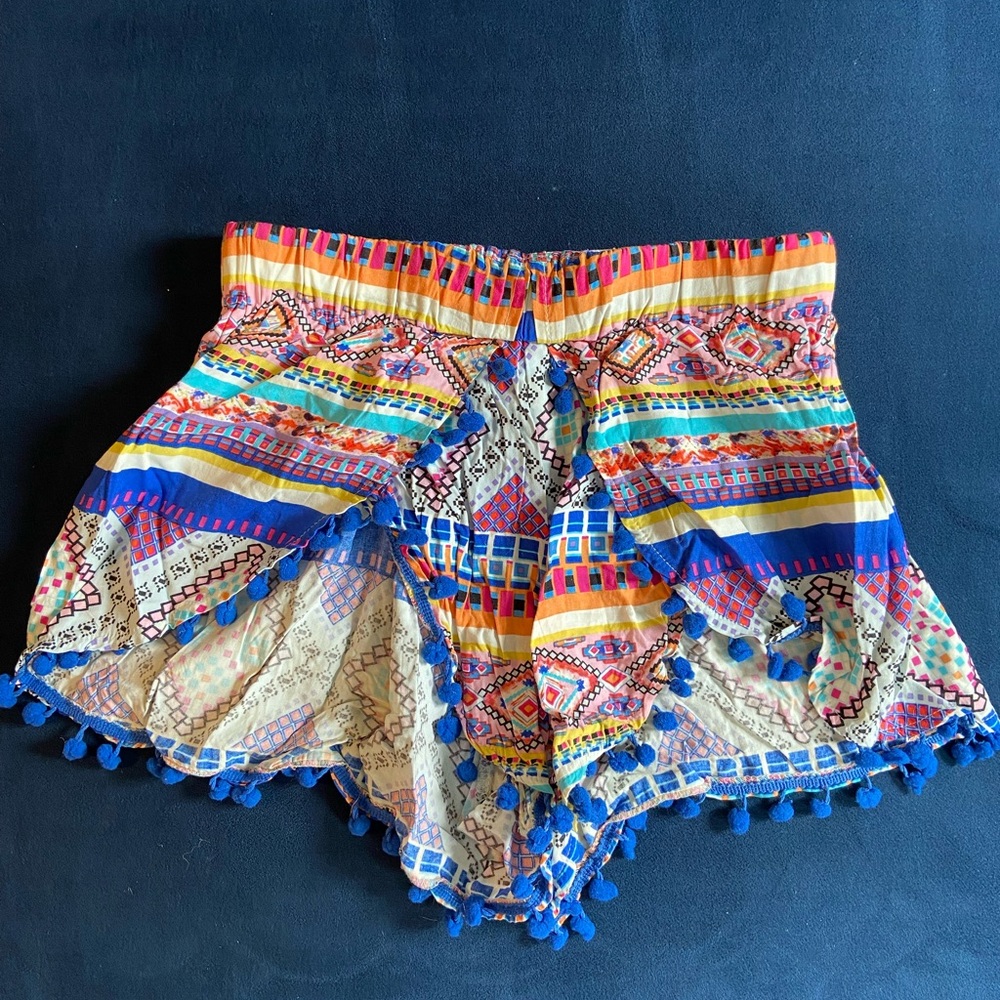 LF Aztec Printed Pom Pom trim shorts